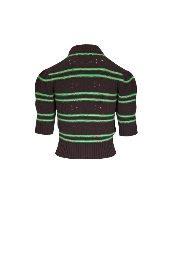 Marni Brown & Green Cashmere Openwork Knit Sweater - view 3