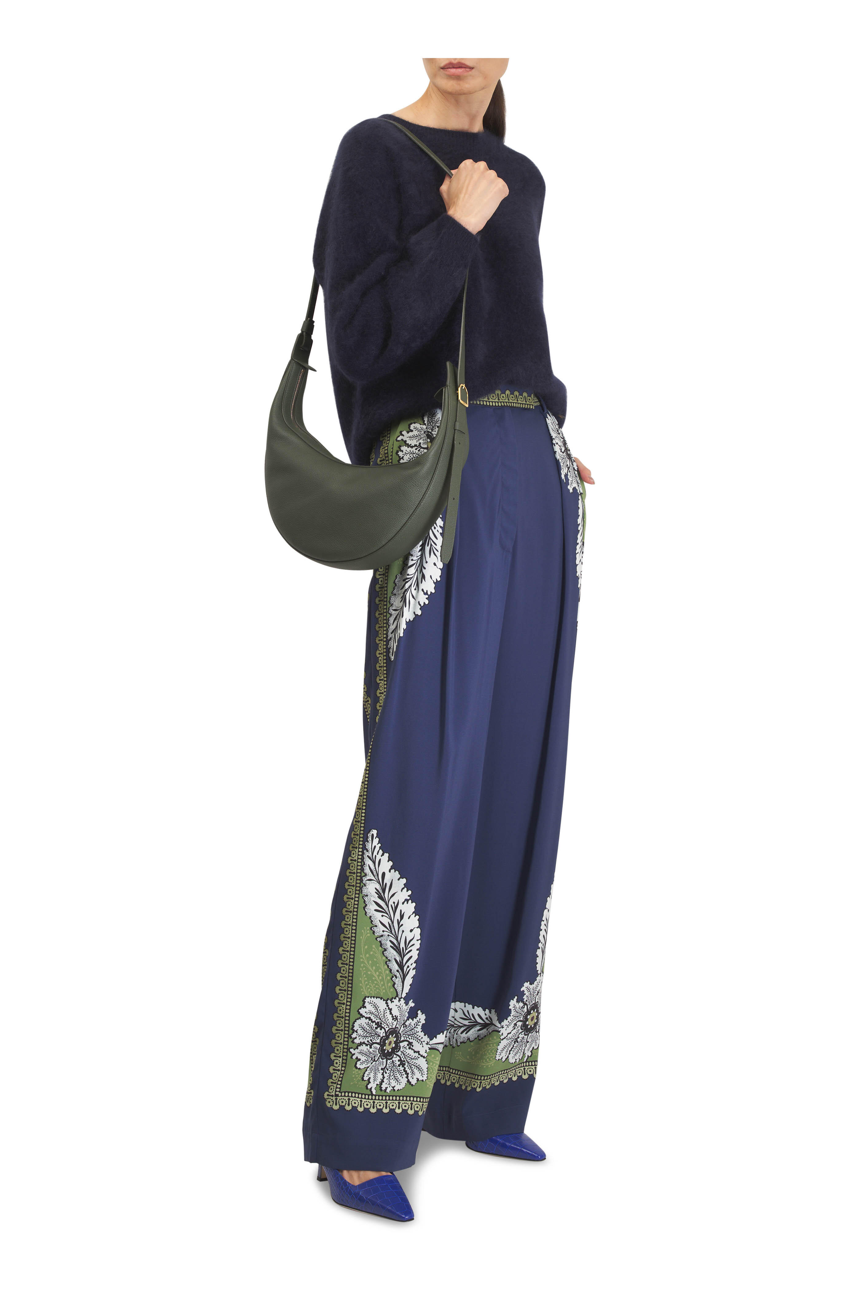 Manolo Blahnik - Moira Blue Embossed Leather Pumps, 70mm