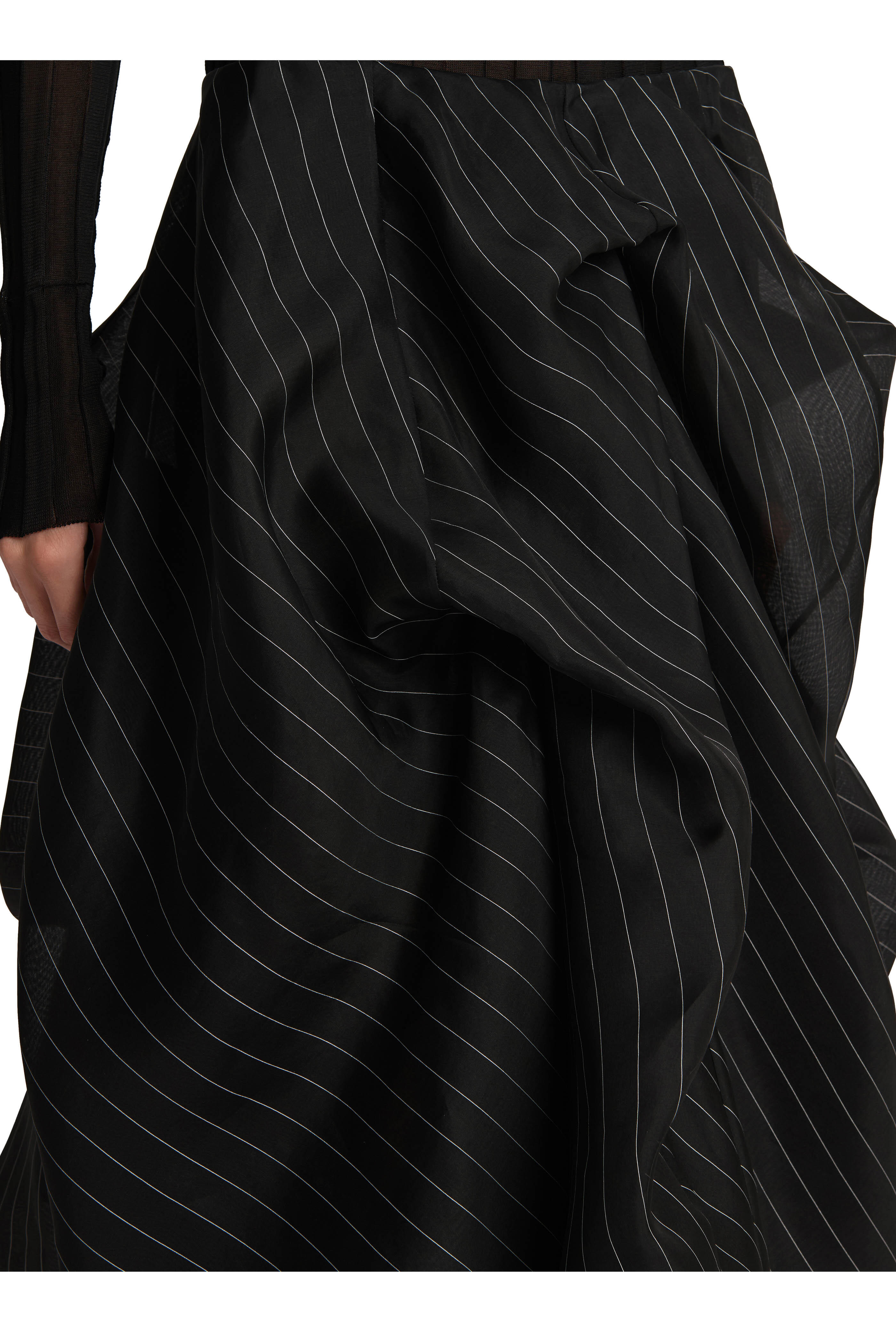 Khaite - Lou Black & White Pinstripe Bubble Hem Skirt