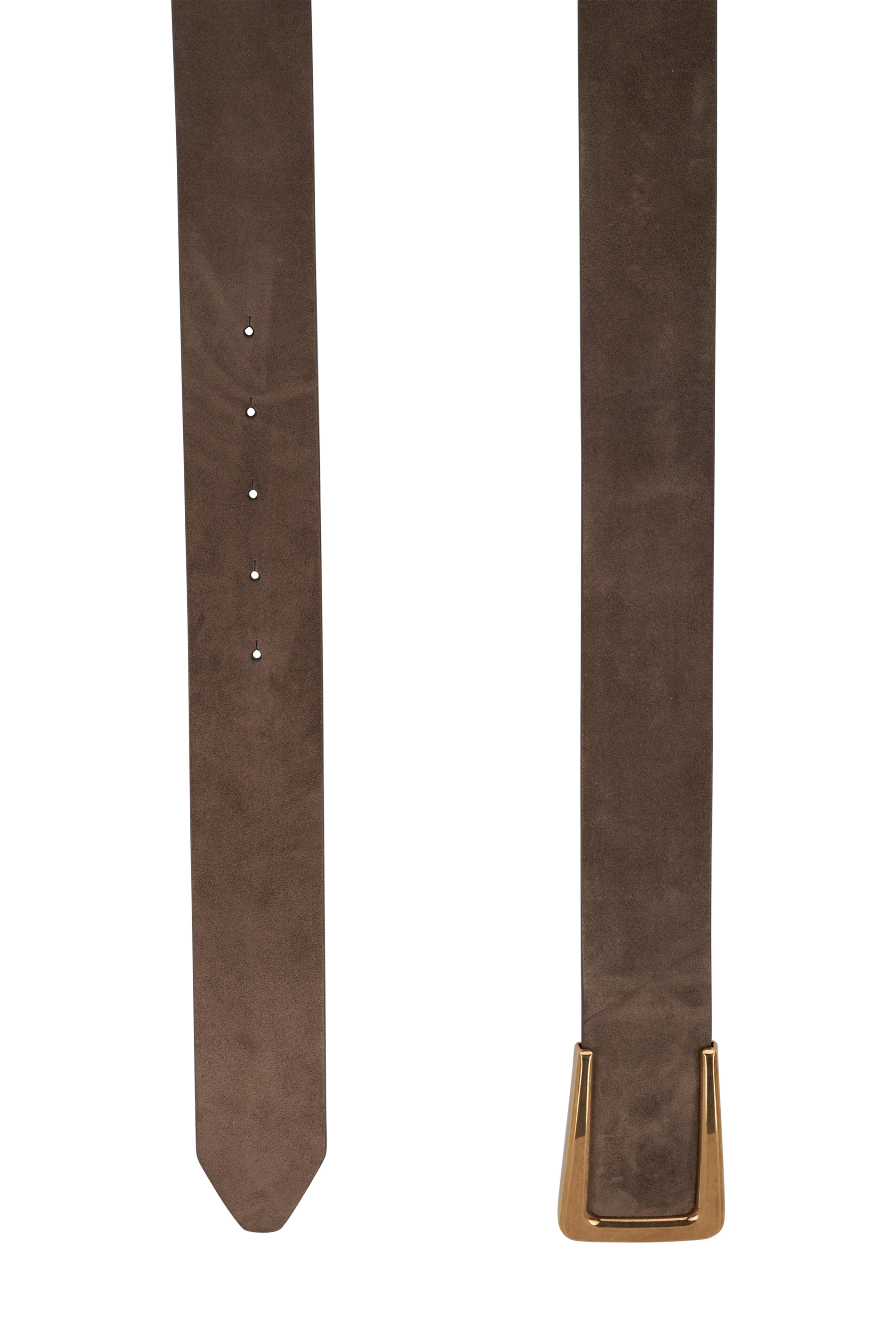 Brunello Cucinelli - Peat Calfskin Suede Belt | Mitchell Stores display picture 1