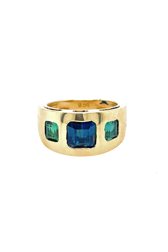 Ellen Hoffman Low-Set Blue & Green Tourmaline Ring