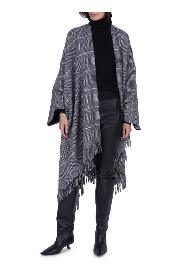 Brunello Cucinelli Grey Reversible Double Brushed Poncho - view 2