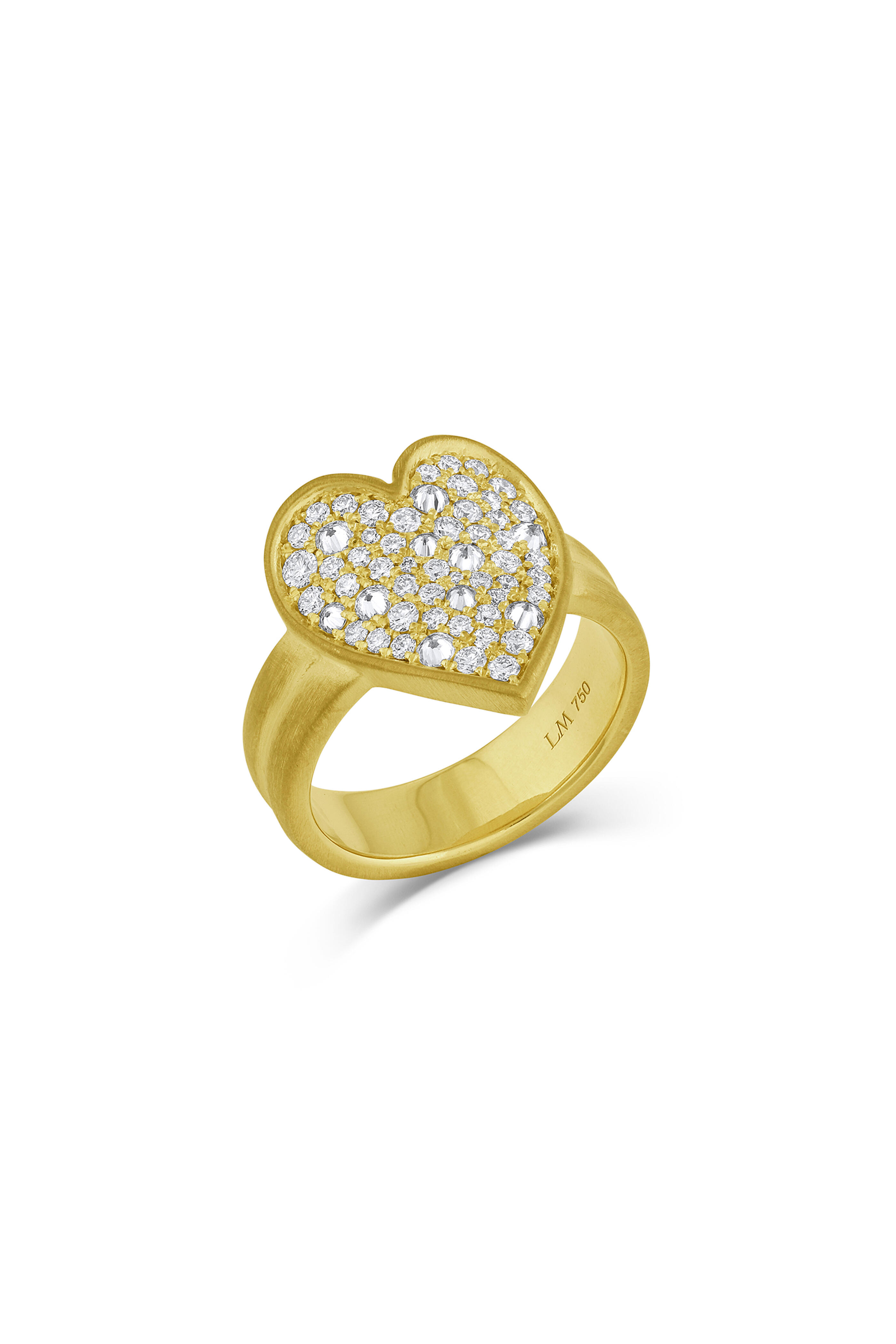 Leigh Maxwell - 18k Yellow Gold Pavé Heart Ring - view 2
