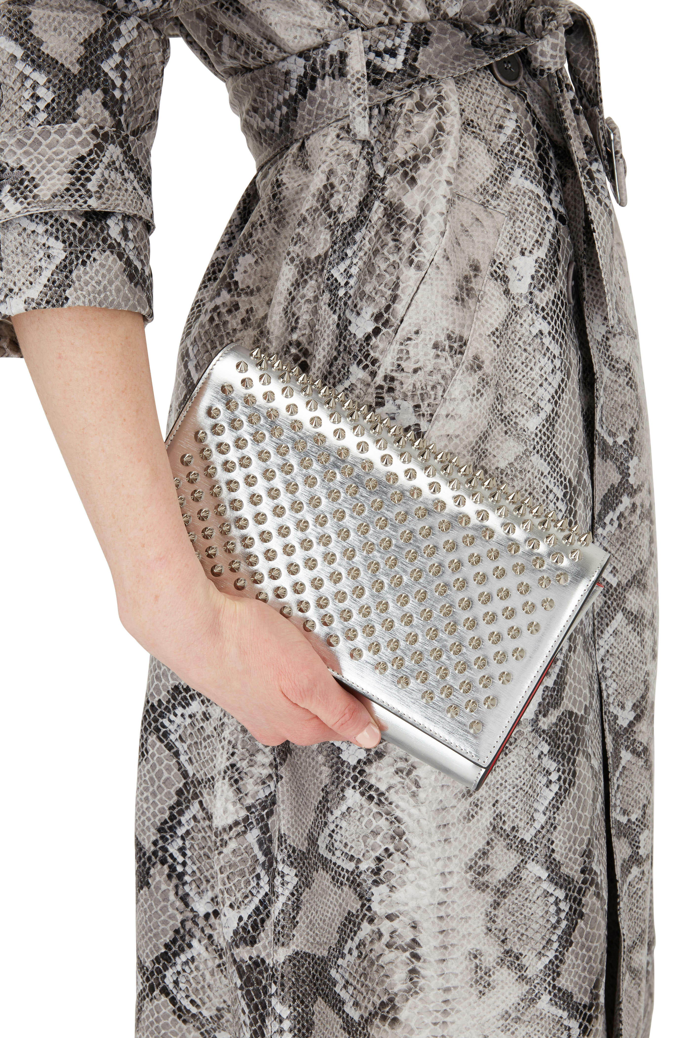 Akris Anouk Python Snakeskin Envelope Clutch Bag Silver