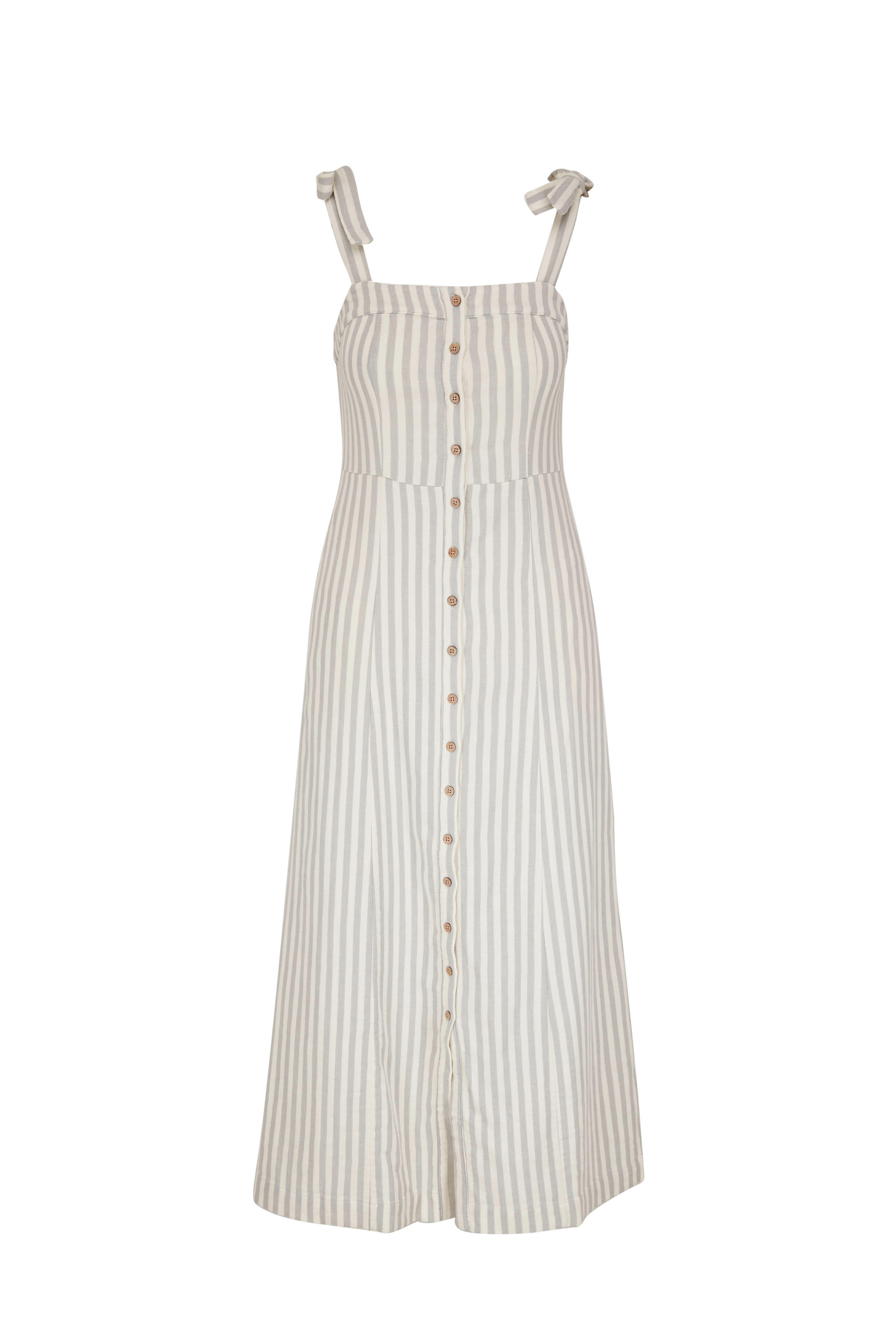 Faherty Brand - Dream Gray & White Stripe Cotton Gauze Tie Dress