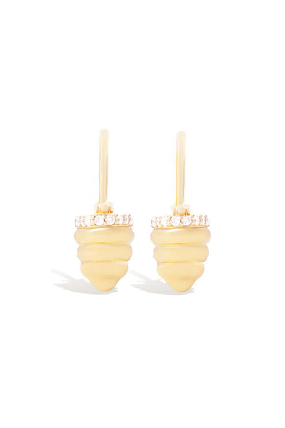 Campbell + Charlotte - Found Gold Cap Diamond Huggie Earrings