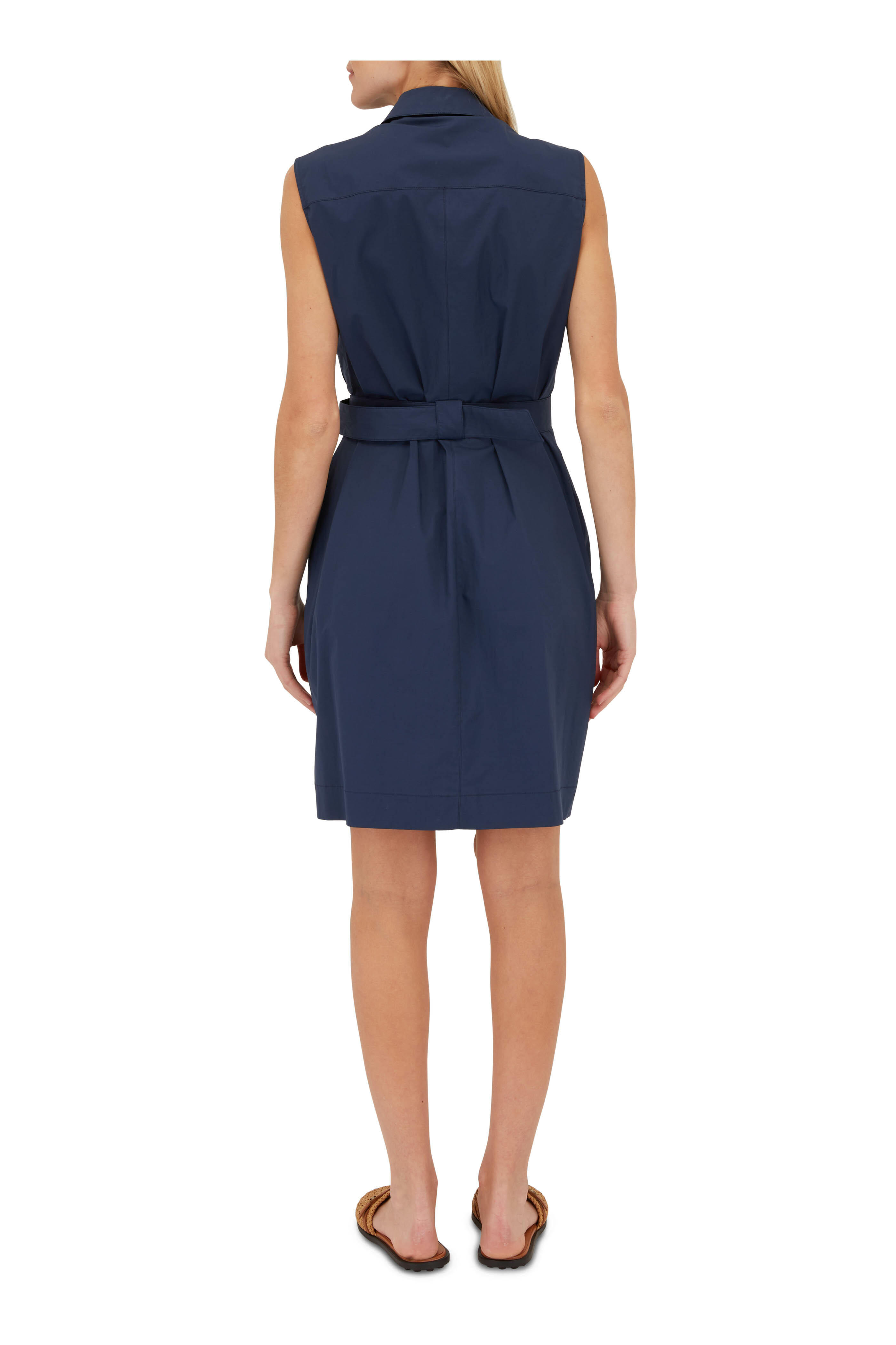 Antonelli - Norman Navy Blue Sleeveless Shirt Dress
