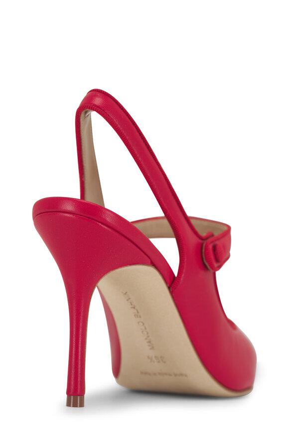 Manolo Blahnik - Camparisli Red Leather Slingback; 90mm