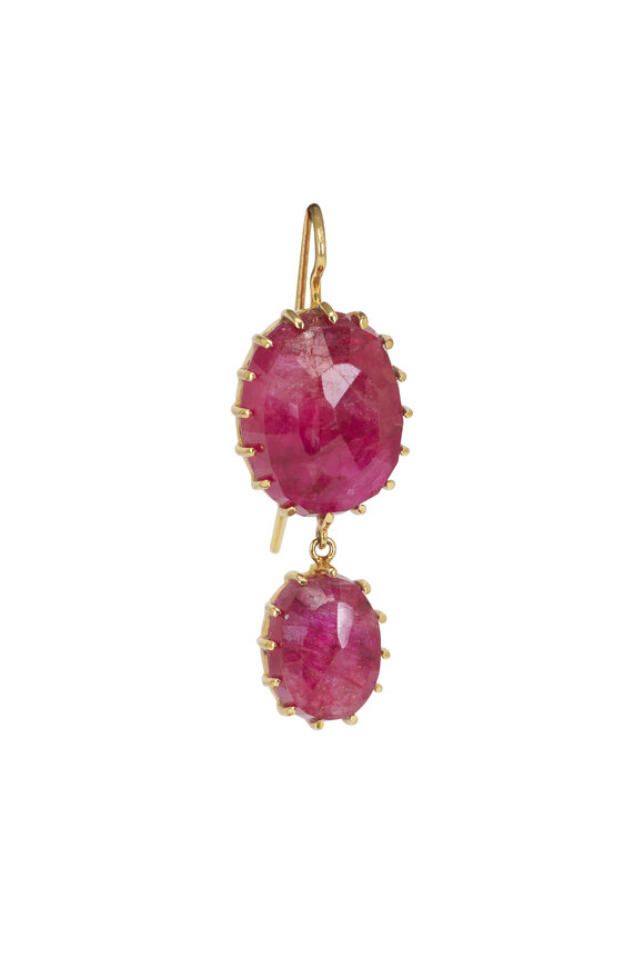 Renee Lewis 18k Yellow Gold Natural Ruby Earrings - view 2