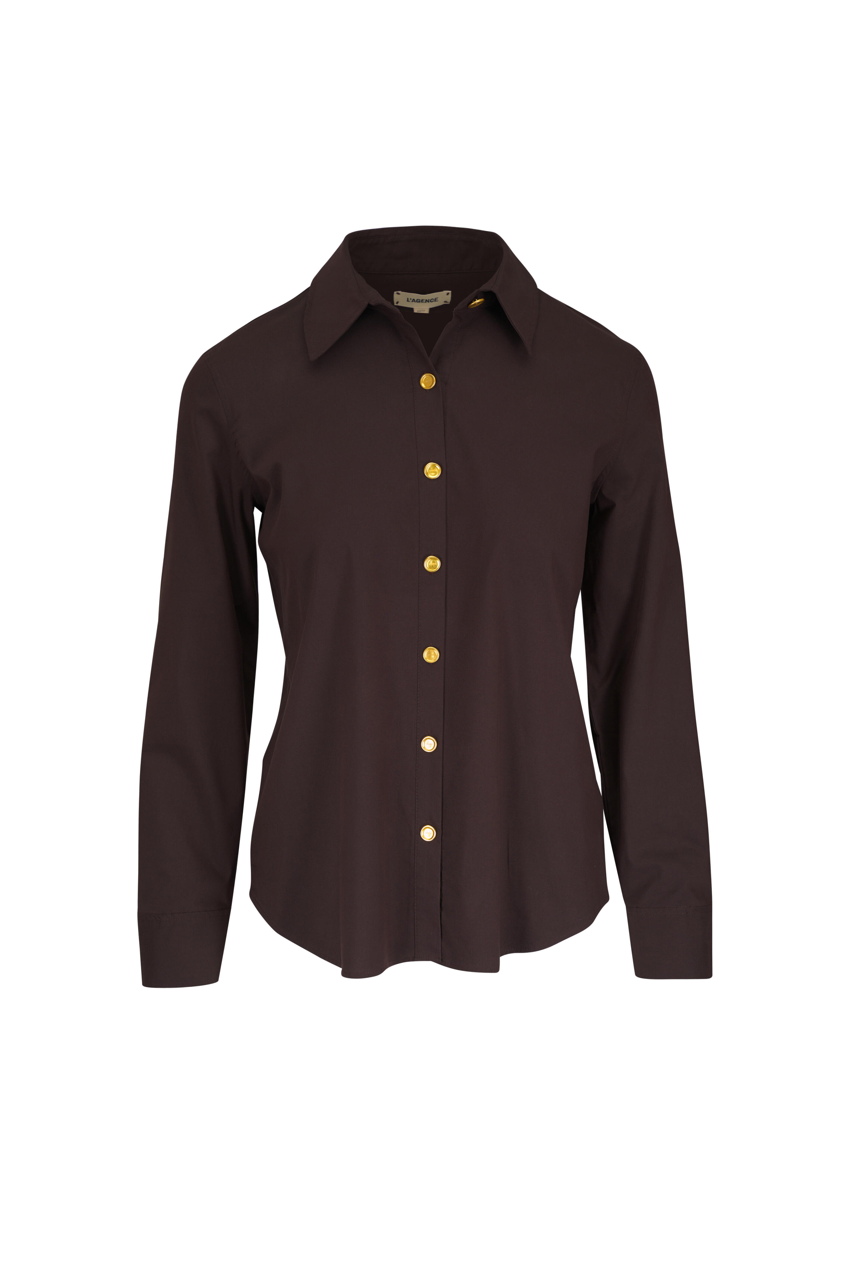 L'Agence - Ellery Coffee Bean Poplin Button Down Shirt