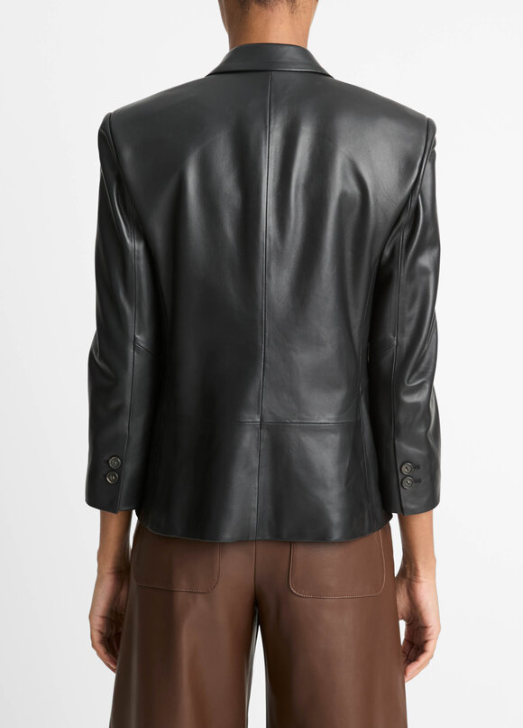 Vince - Black Leather Shrunken Blazer