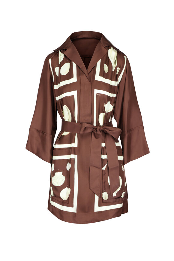 Oroton Brown Graphic Shell Tunic Tie Dress