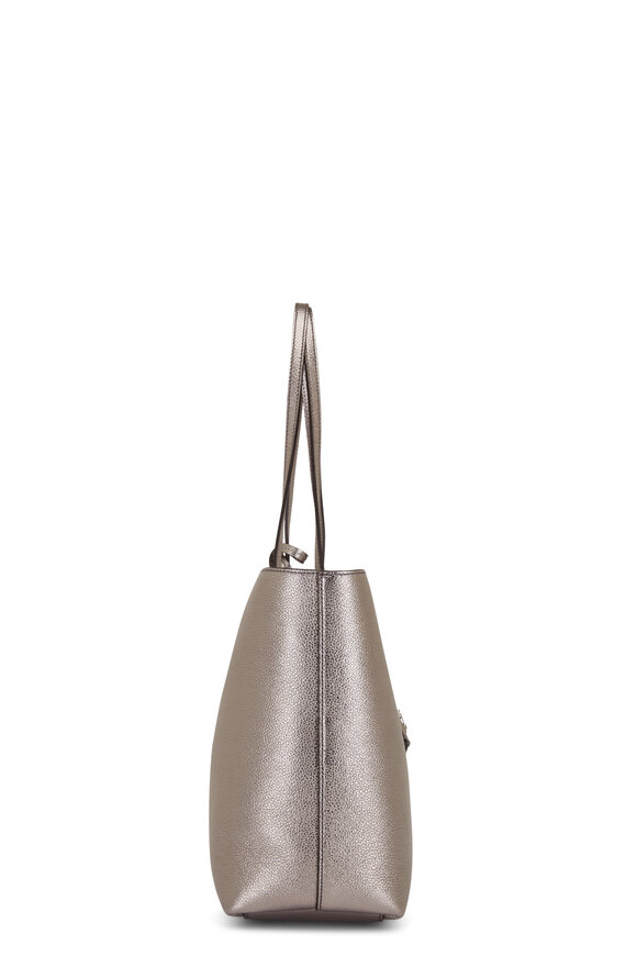 Jimmy Choo - Nine2Five Metallic Gray Leather Tote