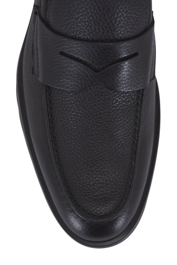 Santoni Rock Black Leather Loafer - view 6