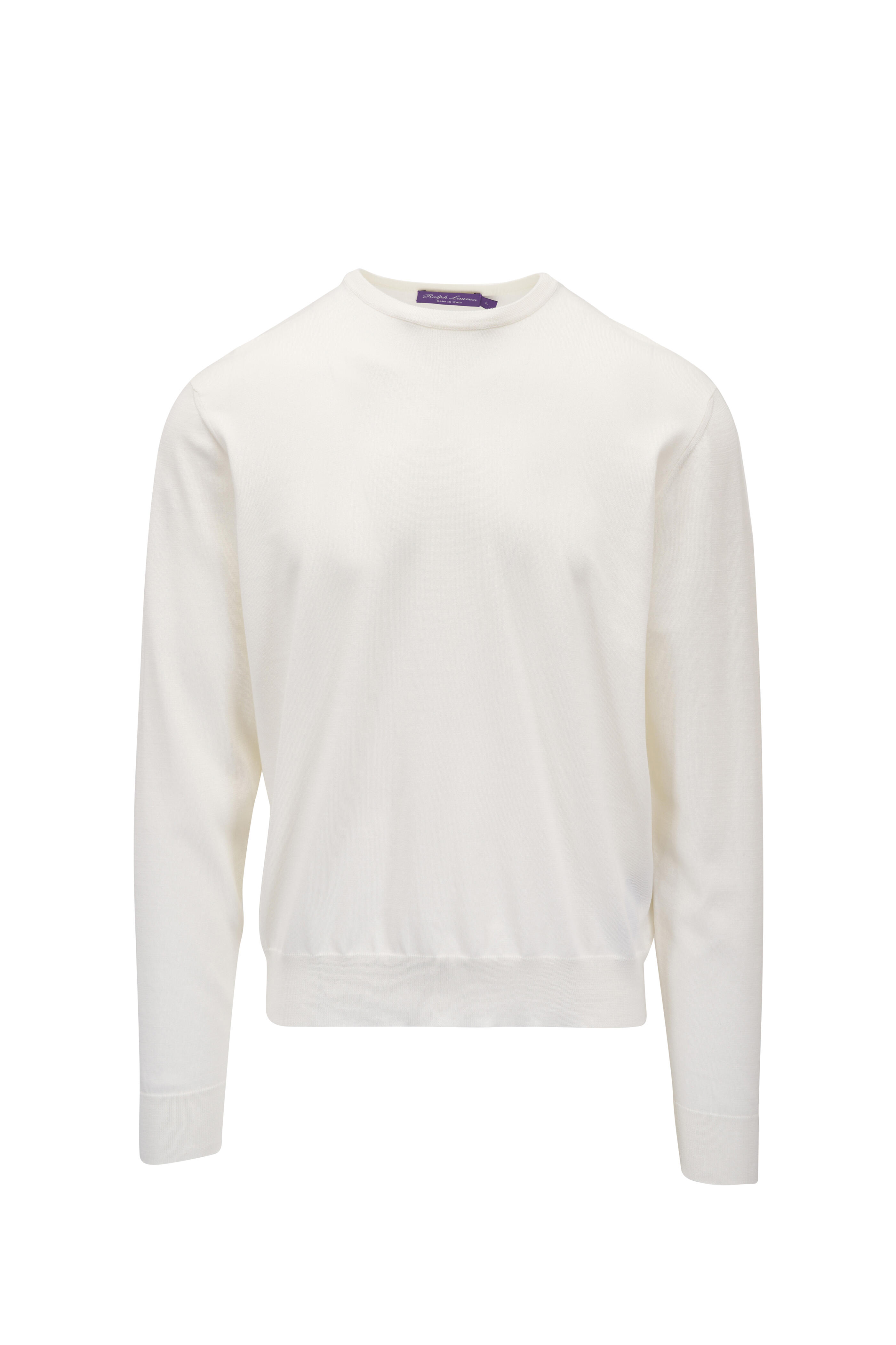 Ralph Lauren Purple Label - Cream Crewneck Cotton Pullover Sweater