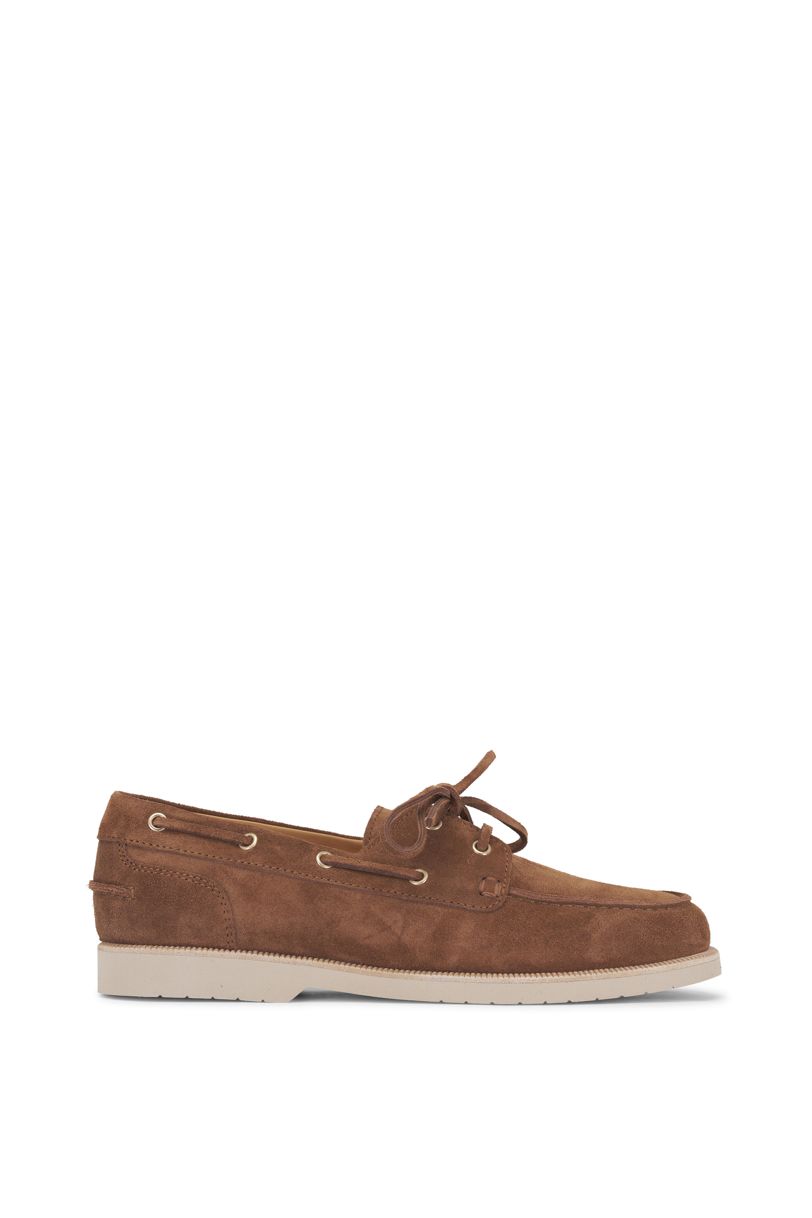 スニーカー Brunello Cucinelli Velvet Suede Boat Sheos Brunello Cucinelli - Brown Suede Boat Shoe | Mitchell Stores