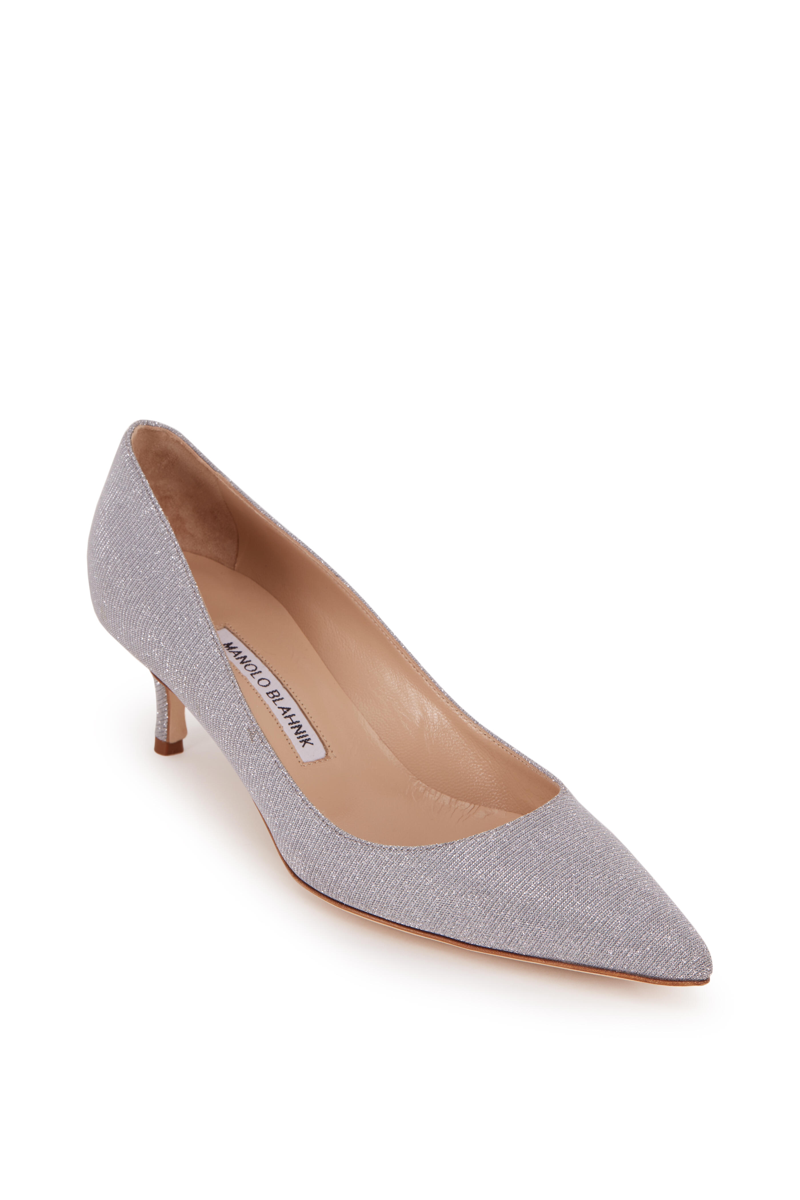 Manolo Blahnik - Fabio Silver Glitter Pump, 50mm