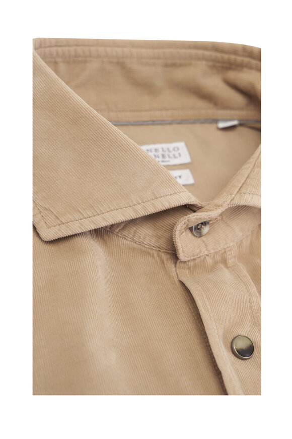 Brunello Cucinelli - Camel Corduroy Cotton Sport Shirt