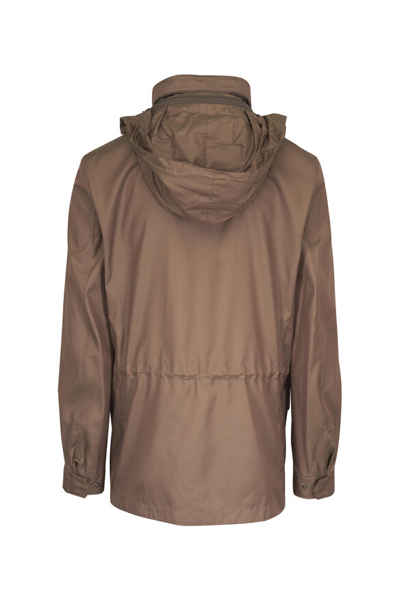 Loro Piana Brown Silk Tech Houndstooth Traveller Field Jacket - view 3