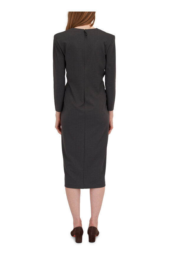 Giorgio Armani - Dark Gray Milano Jersey Tab Front Midi Dress  