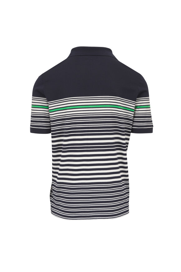Bogner Navy, White & Green Stripe Polo - view 3