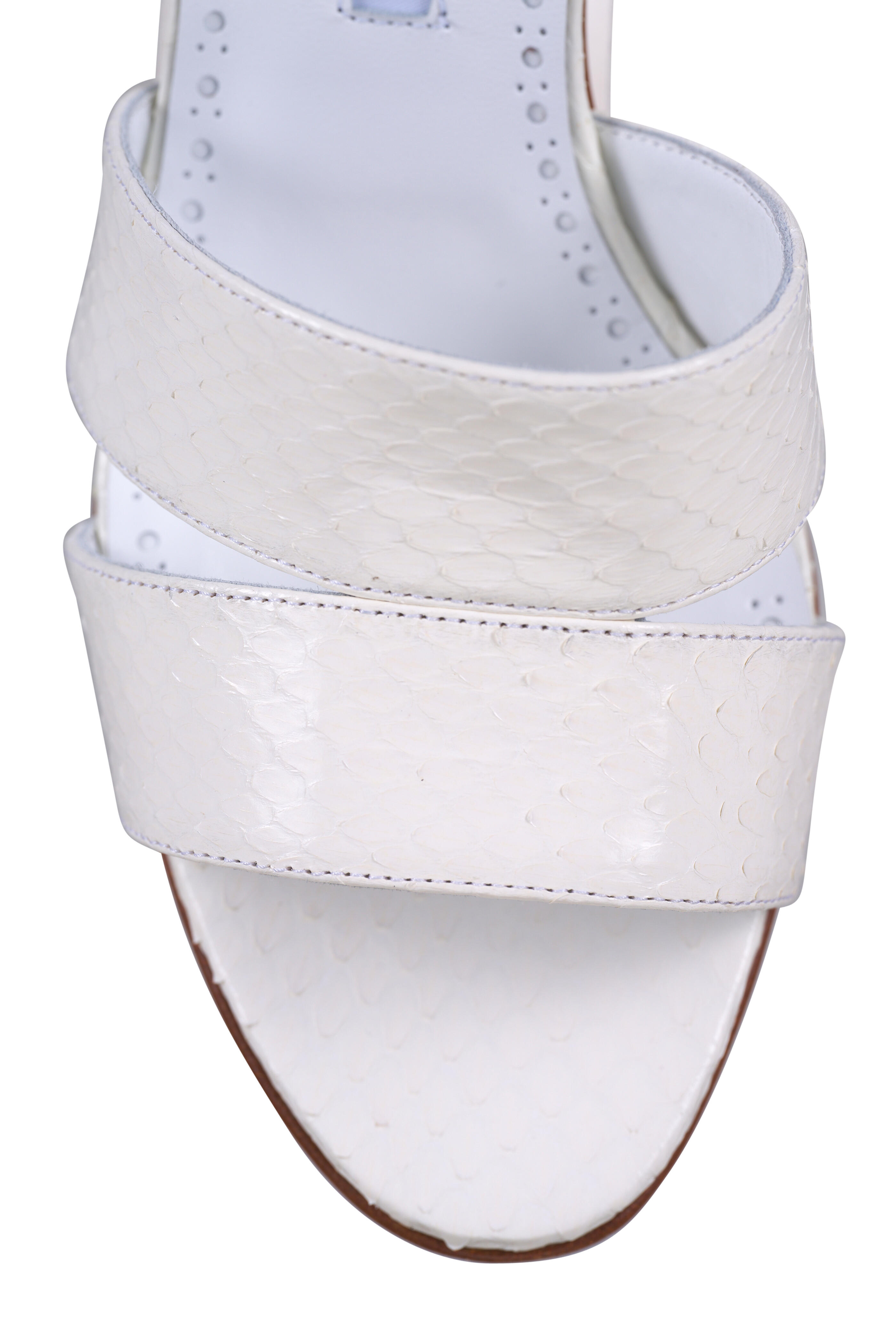 Manolo Blahnik - Iacopo White Elaphe Sandal, 70mm