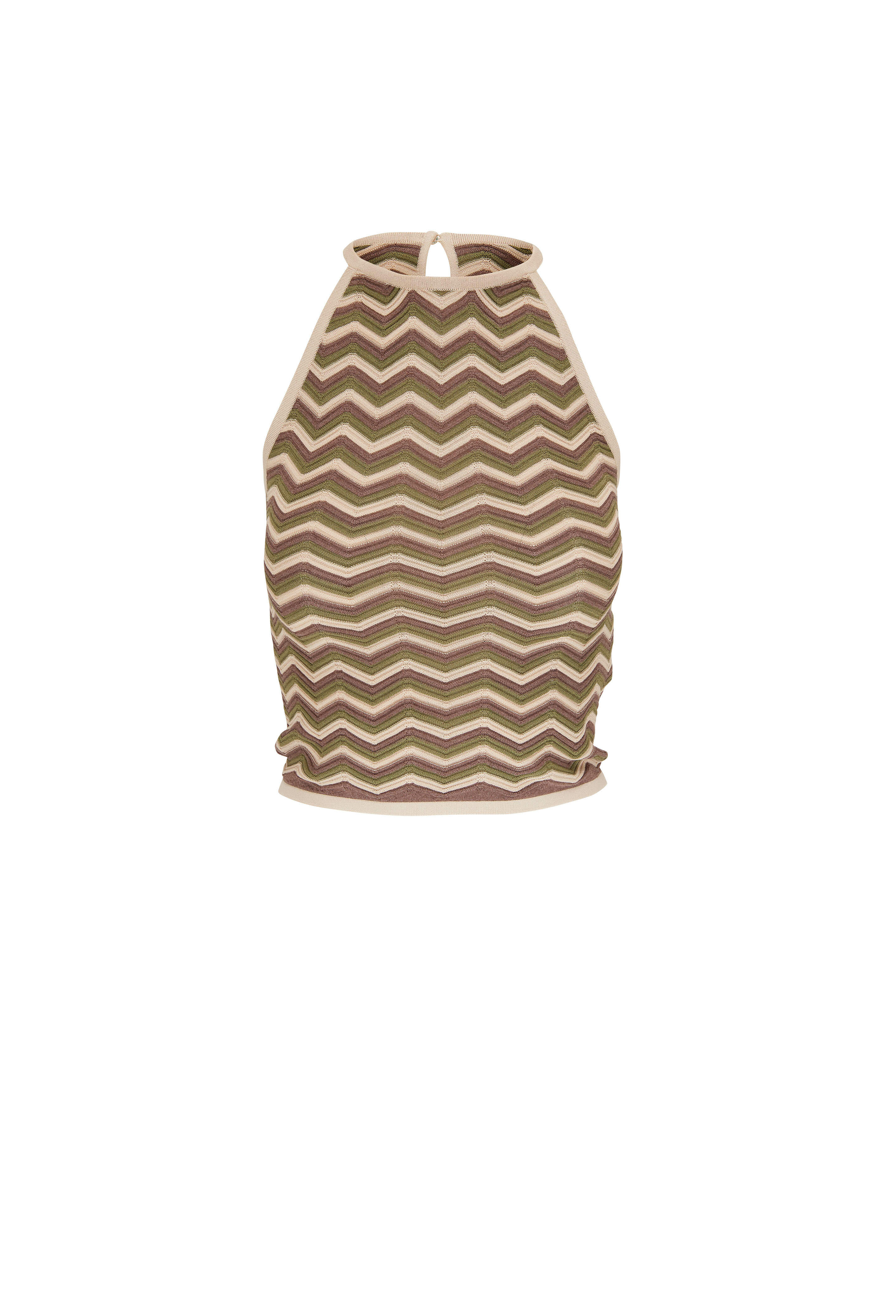 Saint Laurent - Green & Brown Zig Zag Knit Tank Top