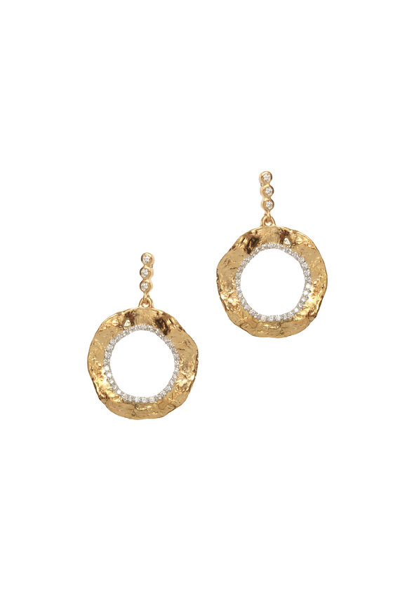 Coomi - 20K Yellow Gold Diamond Open Flower Earrings