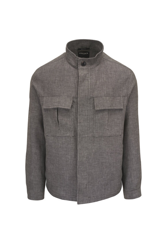 Zegna Brown Cashmere, Linen & Silk Field Jacket