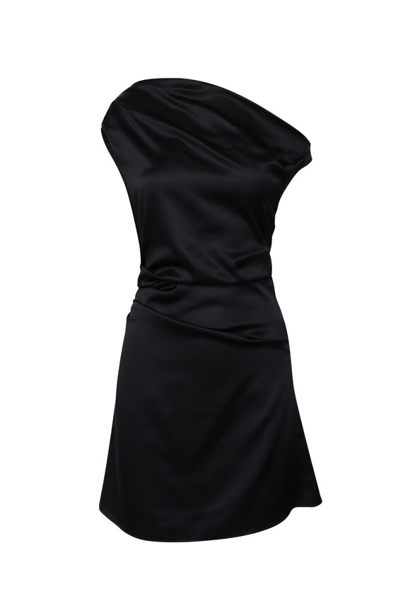 Staud Phare Black Silk Mini Dress
