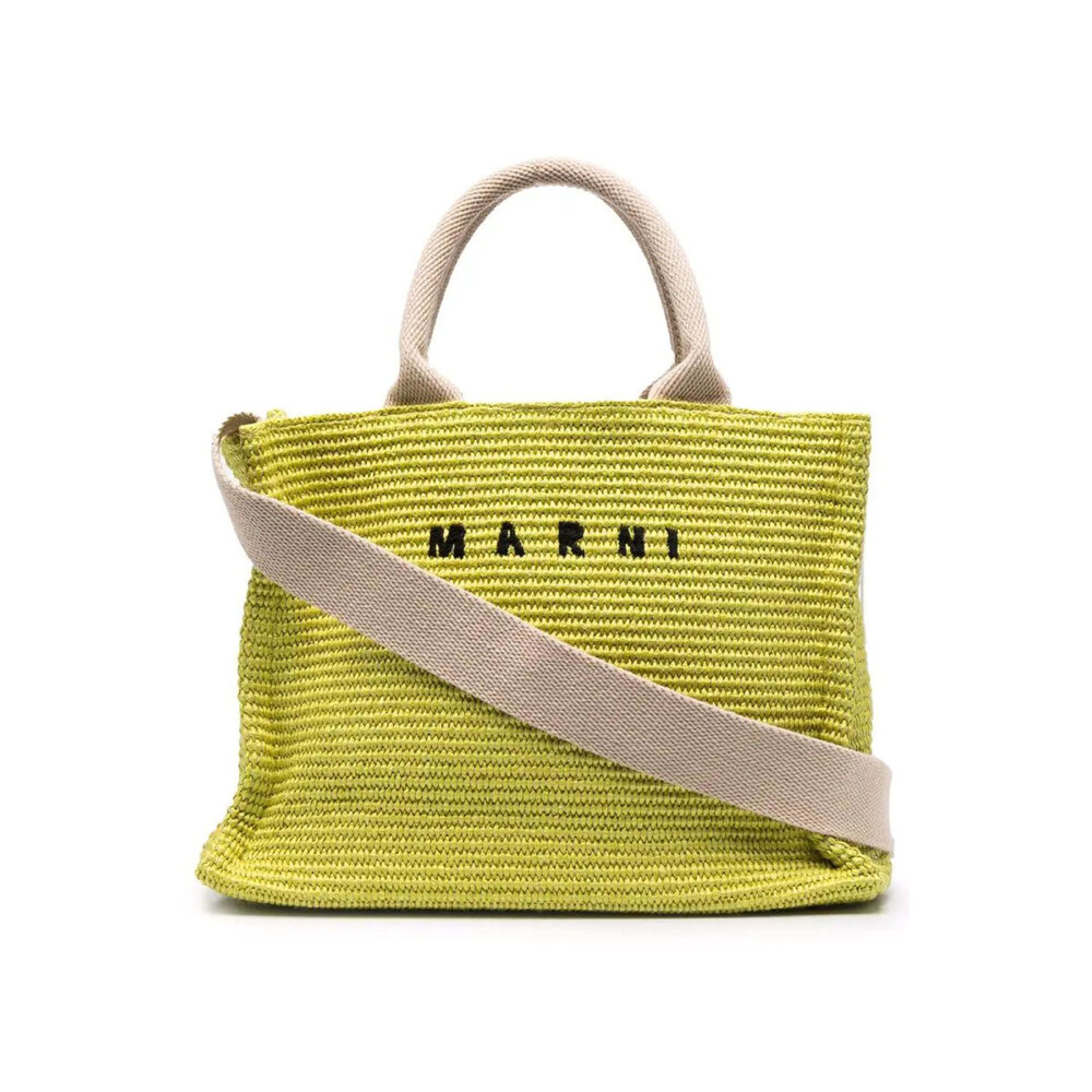 Marni - Embroidered Logo Tote in Green | Mitchell Stores