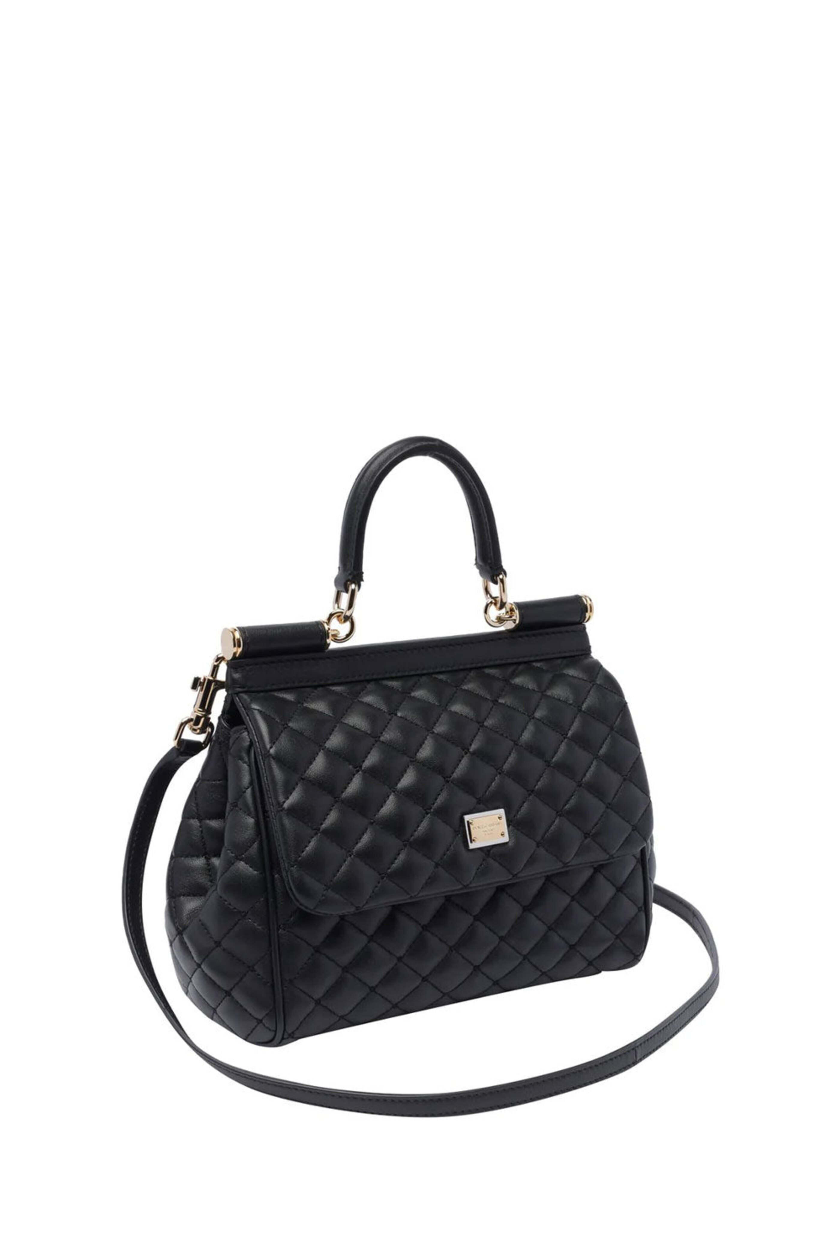 Dolce & Gabbana - Medium Sicily Quilted Top Handle Bag in Black