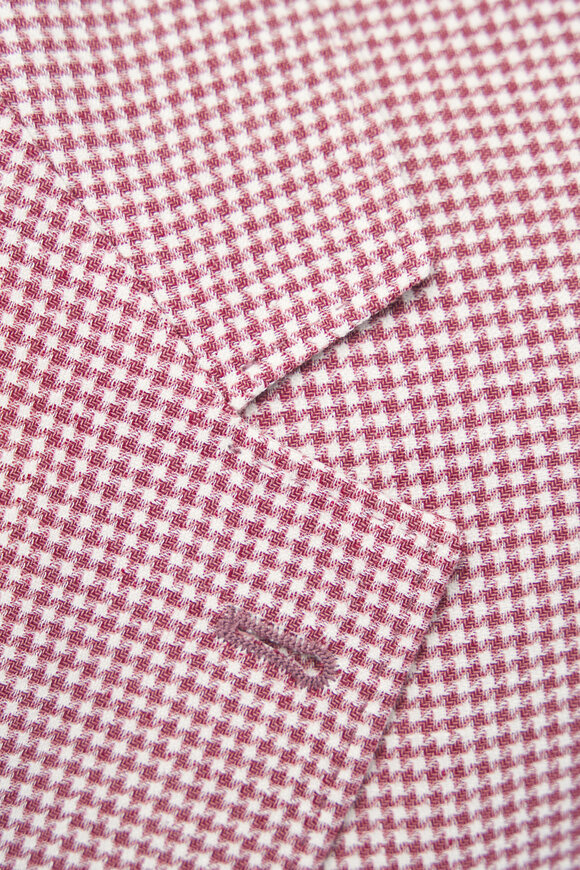 Brunello Cucinelli - Red Houndstooth Wool, Linen & Silk Sportcoat