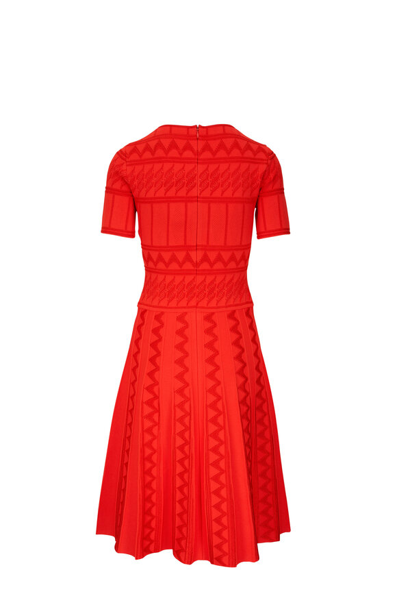 Carolina Herrera - Paprika Textured Knit Pleated Midi Dress 