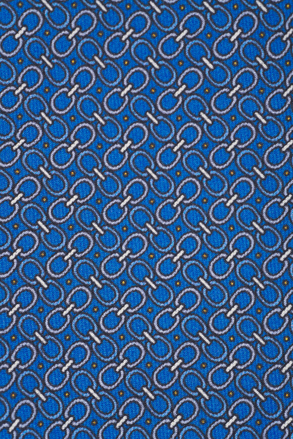 Eton - Blue Geometric Print Silk Necktie 