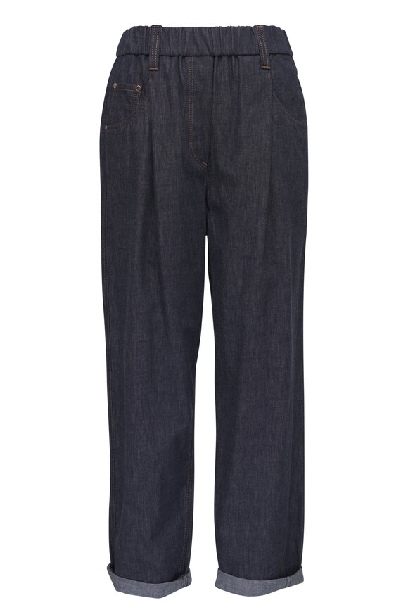 Brunello Cucinelli Denim Cotton Pull-On Pant