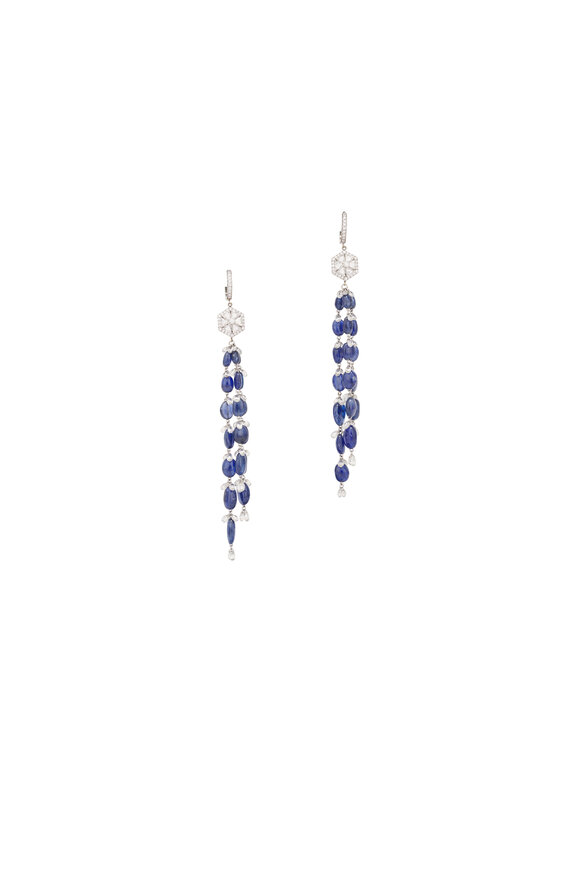 Saboo Fine Jewels 18k White Gold Illuminecent Sapphire Earring