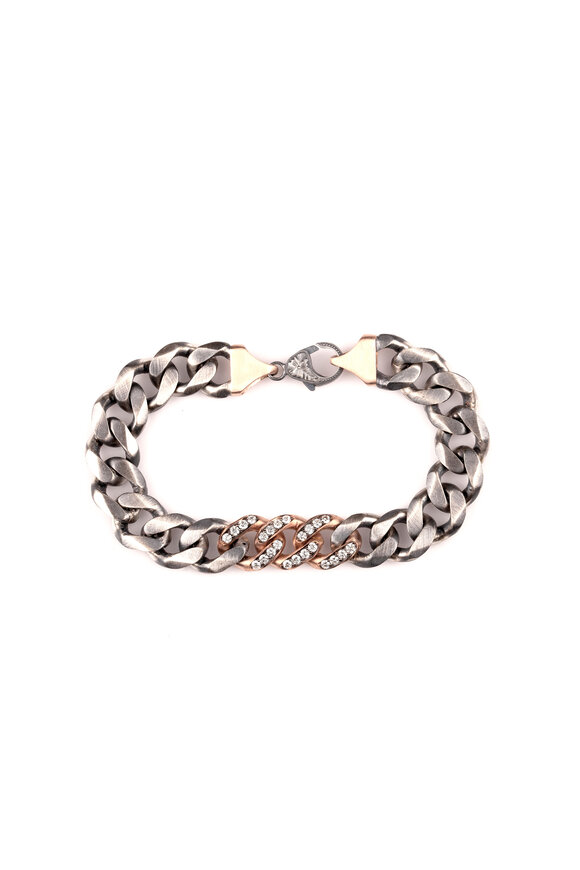 Sylva & Cie - 14K Pink Gold & Silver Diamond Link Bracelet