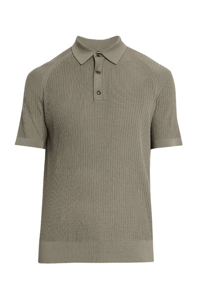 【関税込み】BRIONI Knitted shirt Brioni - Olive Textured Cotton Polo | Mitchell Stores