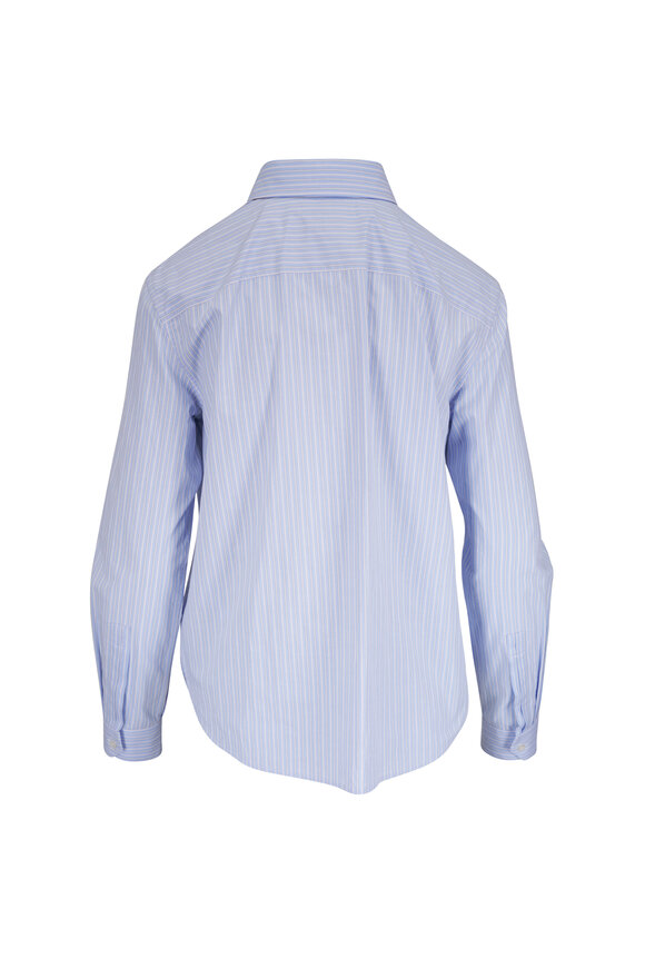 Saint Laurent Blue & Ivory Stripe Cotton Chemise Blouse - view 3