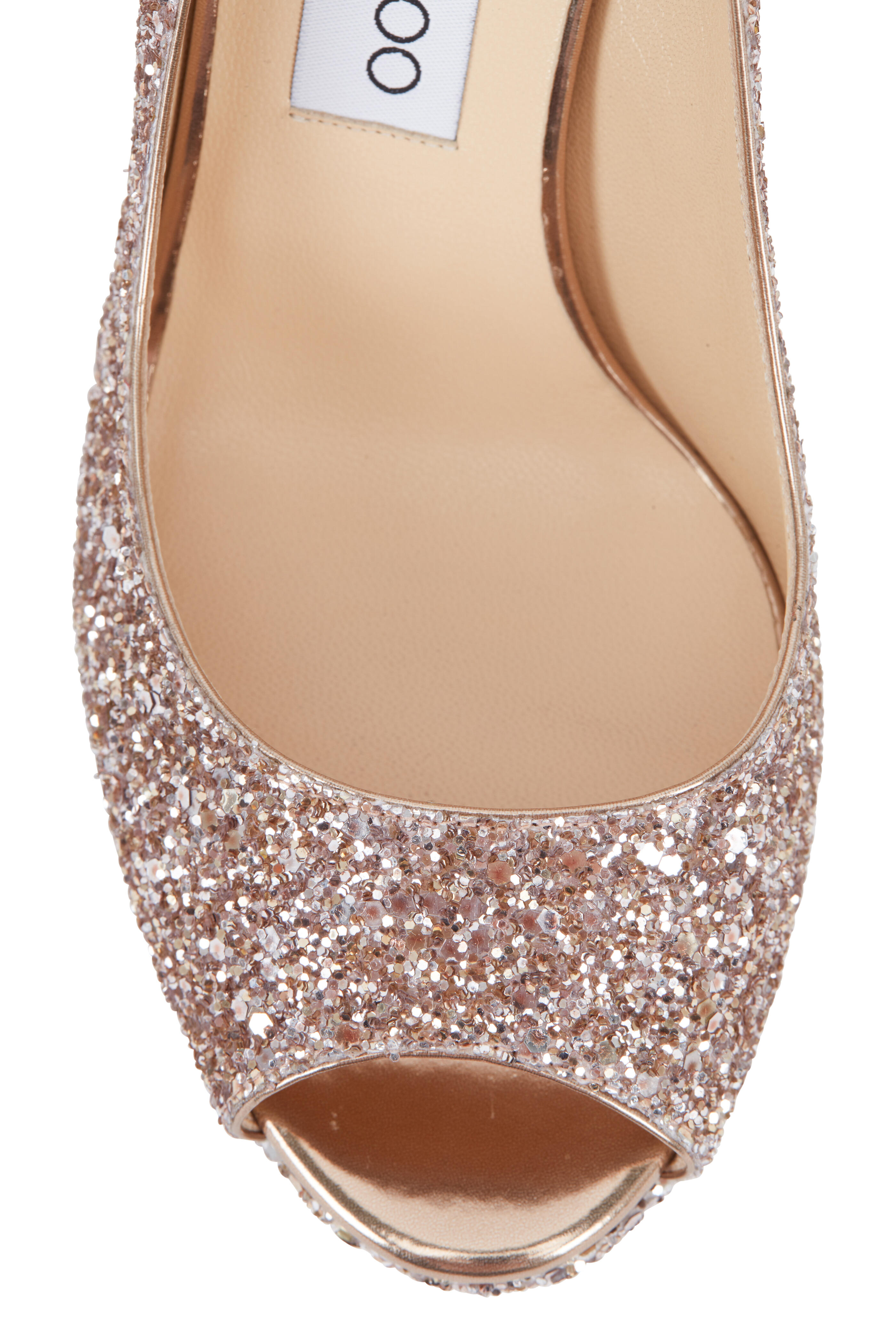 Jimmy★Choo(セールで奇跡の再入荷)完売確実Praise/Nude/7cm Jimmy Choo Gold Glitter Nova /247 Clue Peep Toe Slingback