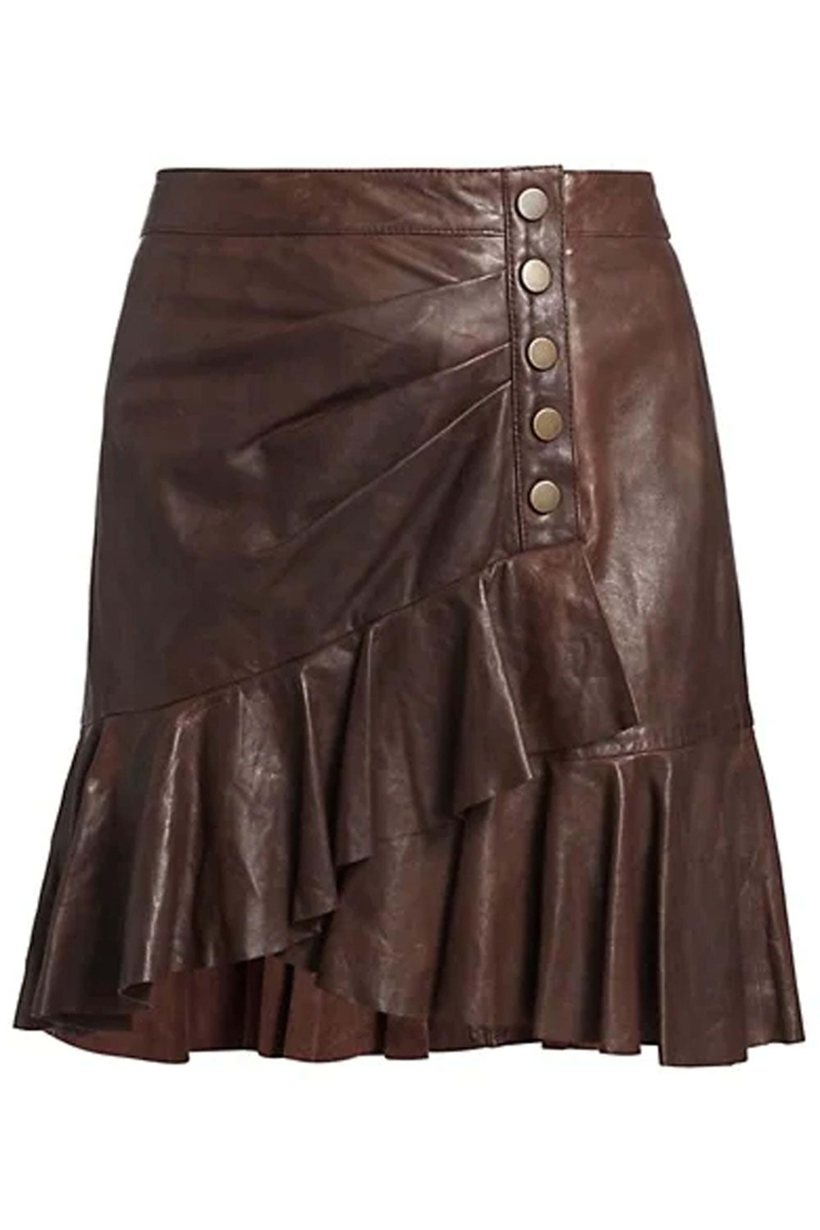 Veronica Beard - Brown Leather Saba Mini Skirt
