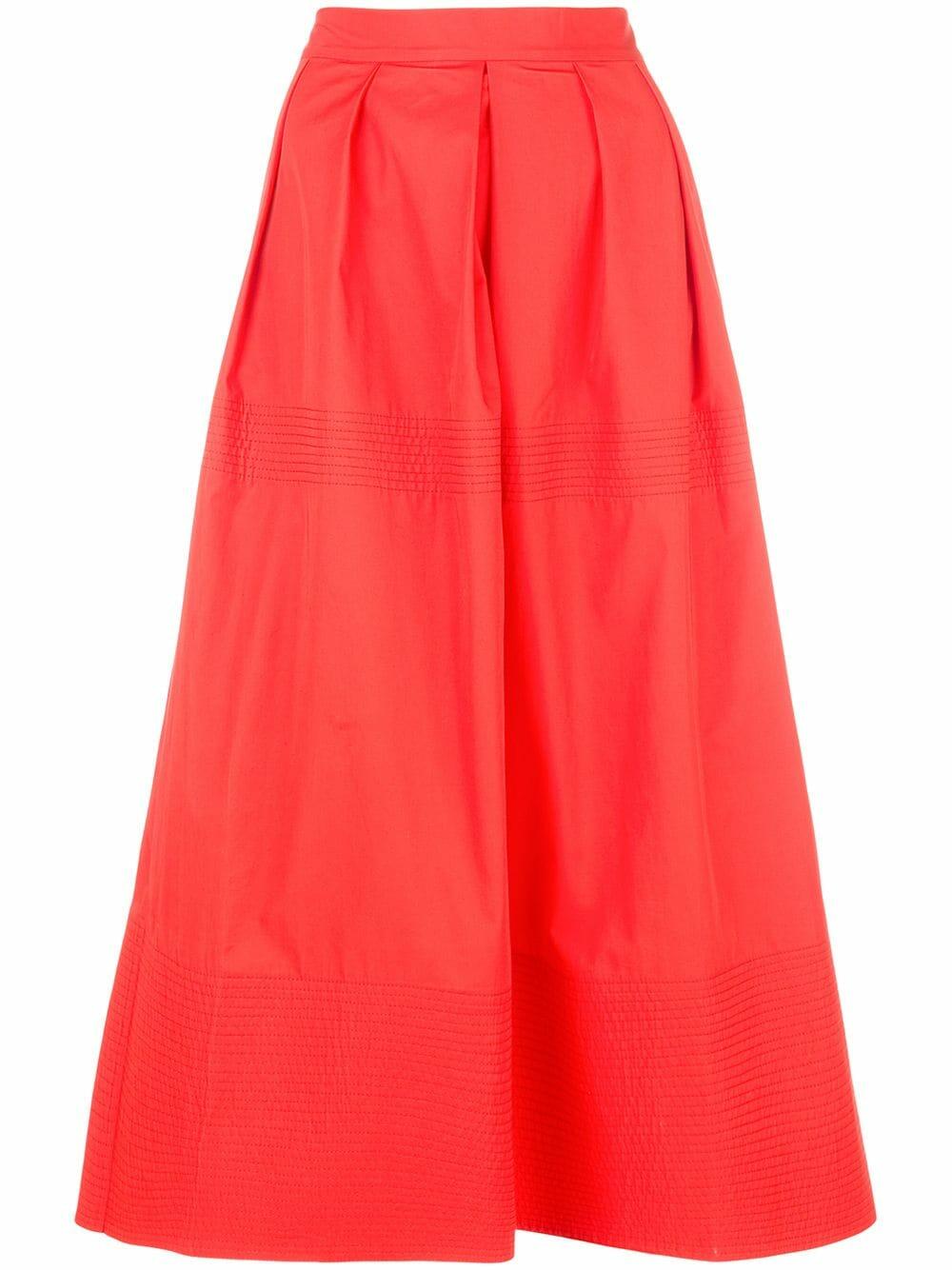 CO Collection - Vermilion Pleated Midi Skirt