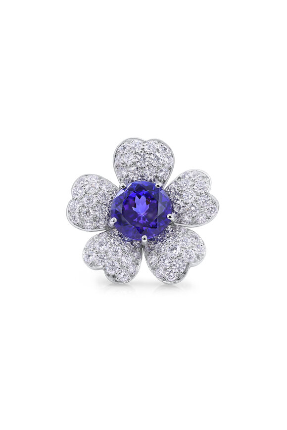 Oscar Heyman - Platinum Tanzanite & Diamond 5 Petal Ring