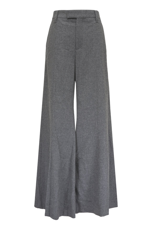 Brunello Cucinelli Anthracite Flannel Wide Flare Pant - view 1