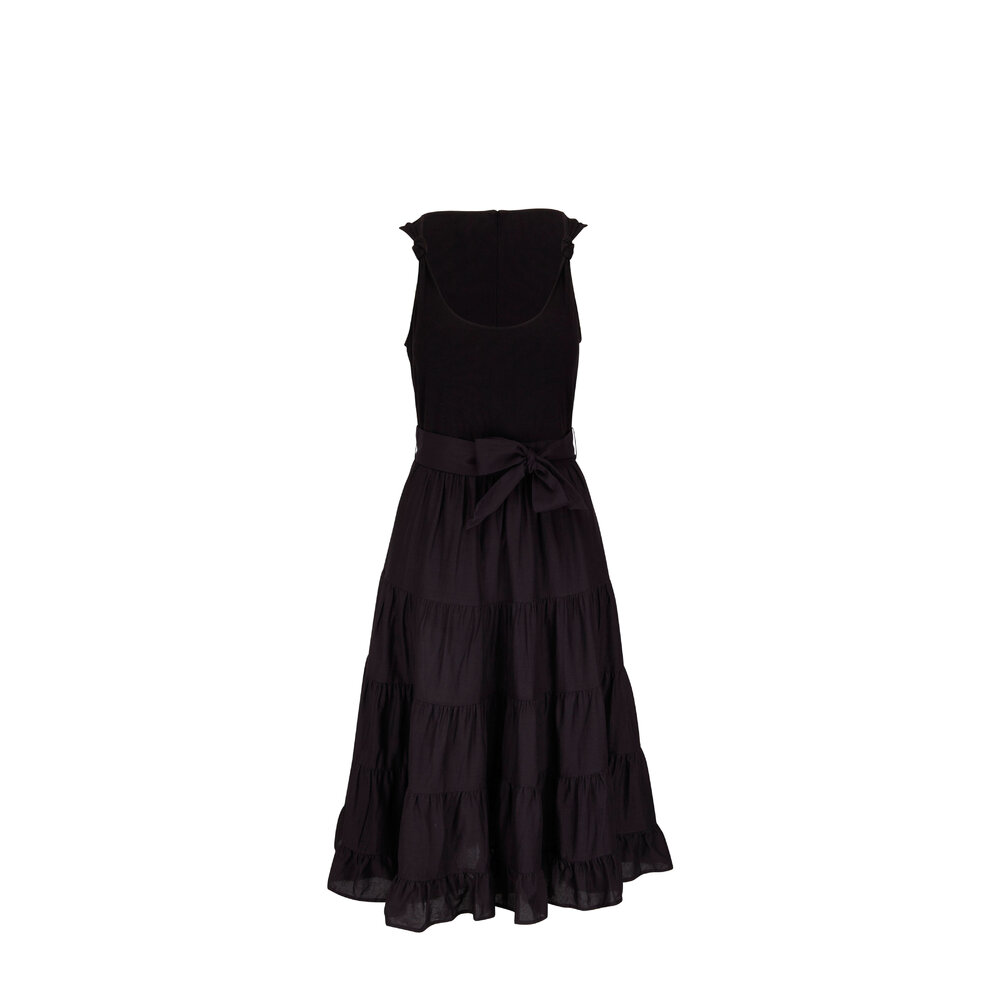 Paige - Samosa Black Cotton Blend Midi Dress | Mitchell Stores