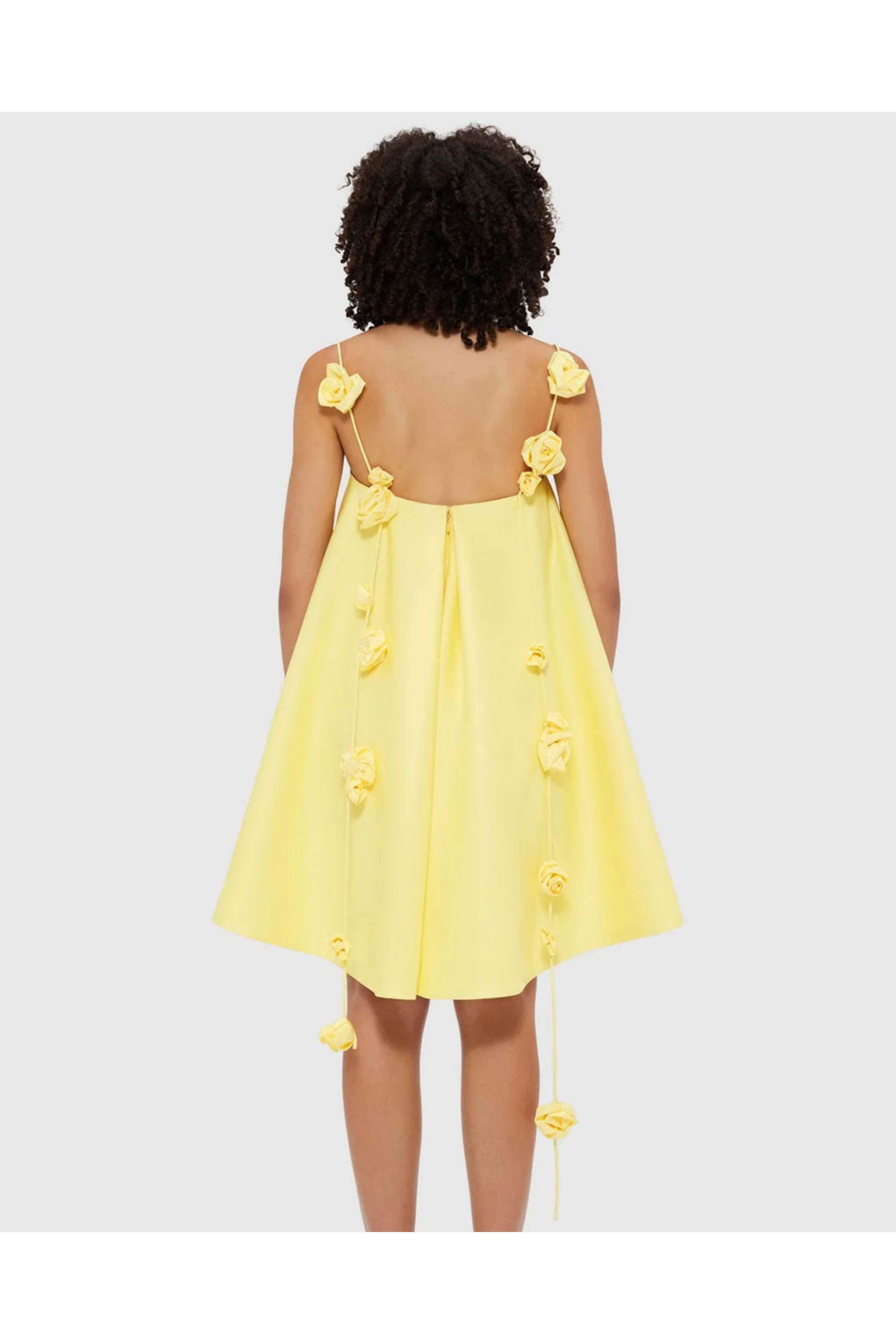 Leo Lin - Sorbet Yellow Fiona Rose Mini Dress