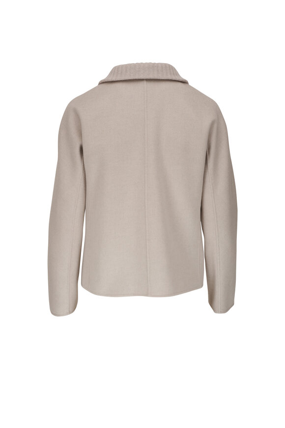 Kinross - Birch Wool & Cashmere Knit Collared Short Coat