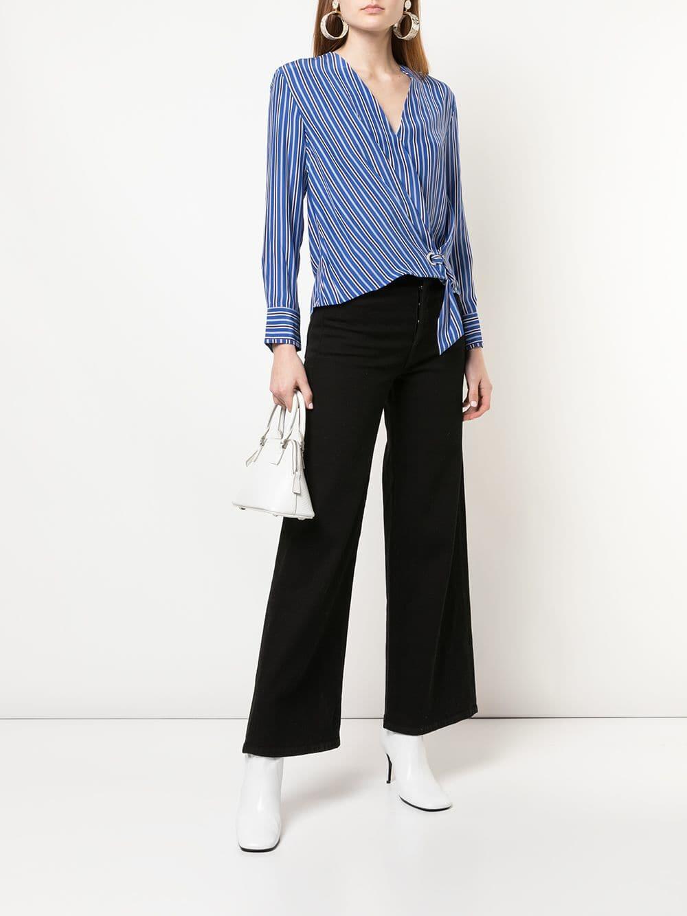 Rag & Bone - Felix Blue Multicolor Striped Silk Top