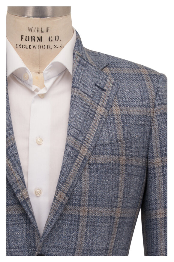 Atelier Munro - Slate & Tan Plaid Wool Blend Sportcoat